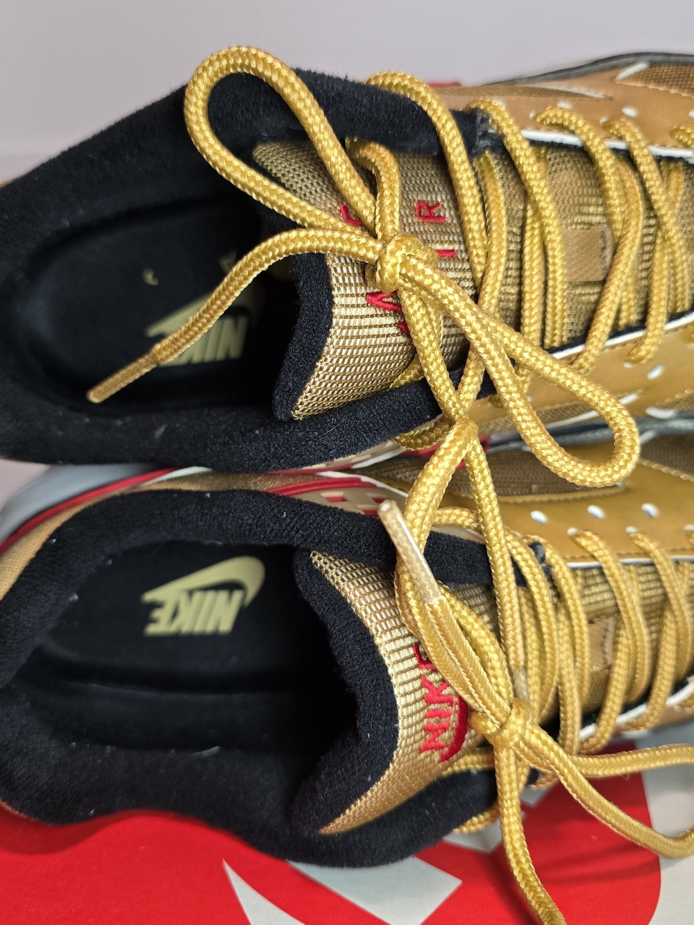 Nike Men's Gold/Red Air Max Lifestyle Sneakers - Picture 6 of 16